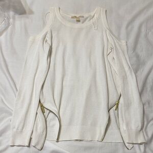 MICHAEL Michael Kors White Sweater with Gold Zippers